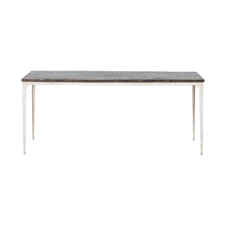 Mesa de comedor negra de pino y hierro Trinquete