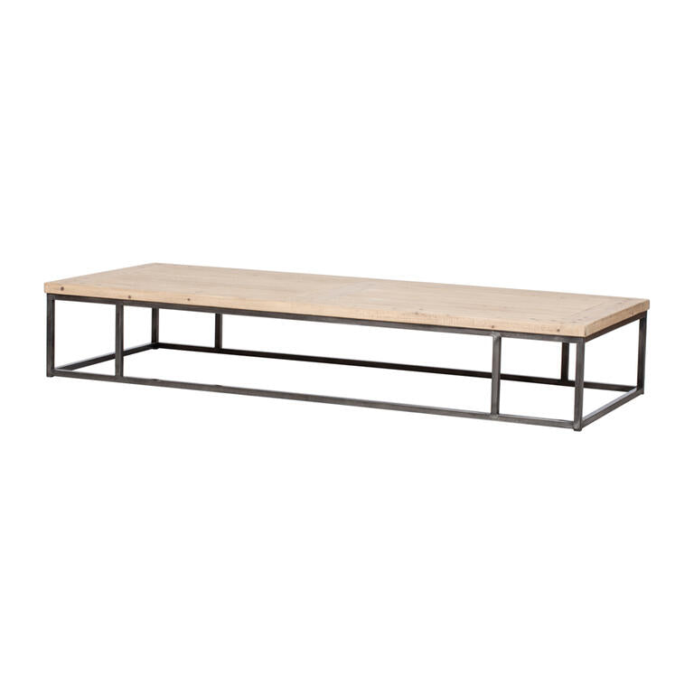 Mesa de centro natural de pino y hierro Ruiqing