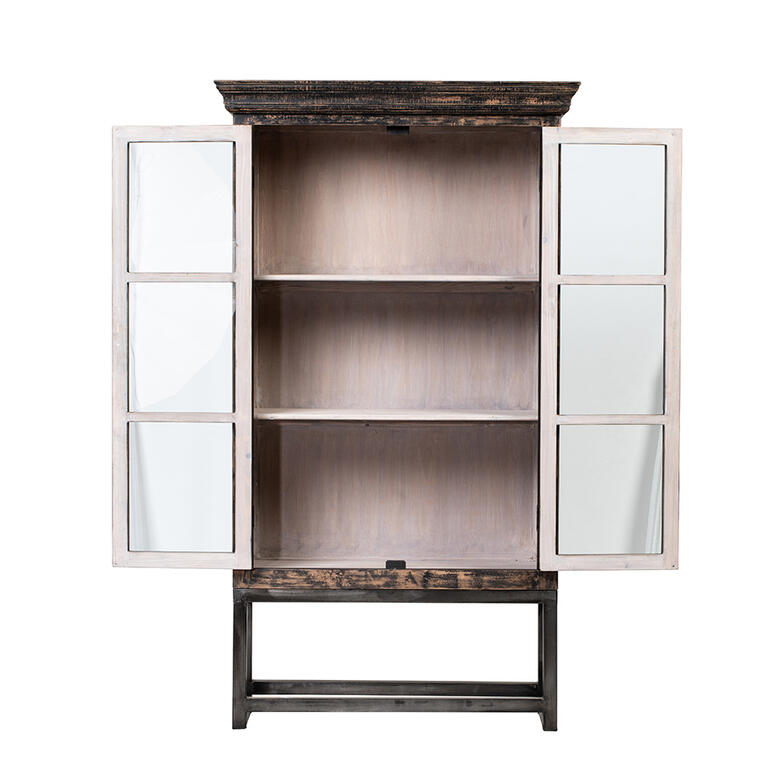 Vitrina negra de pino con 2 puertas Zhenyu