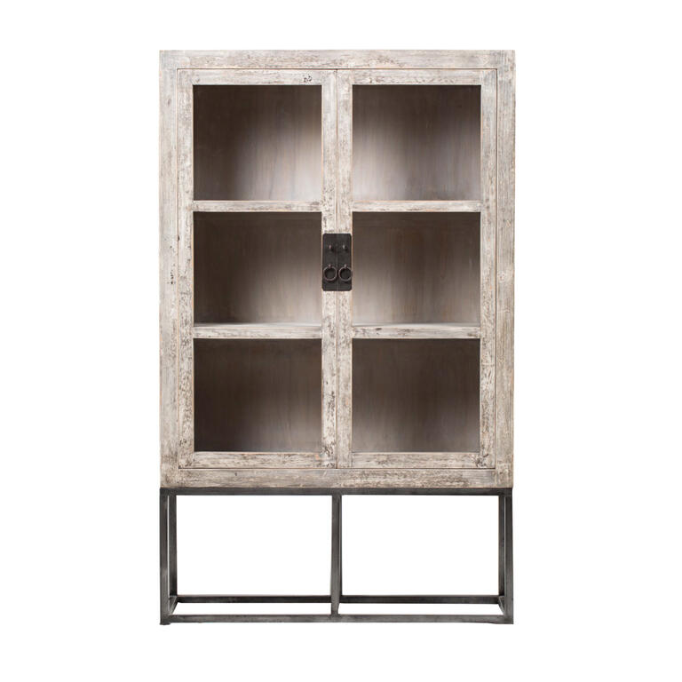 Vitrina gris de pino con 2 puertas Shanrui