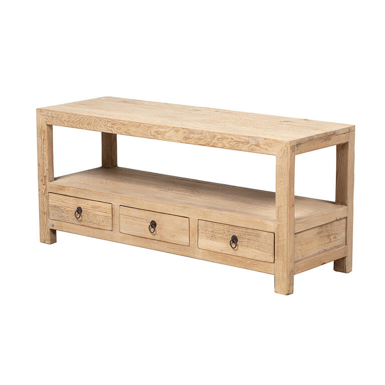 Piecero natural de pino con 3 cajones Bisbita