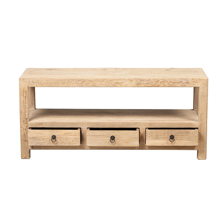 Piecero natural de pino con 3 cajones Bisbita