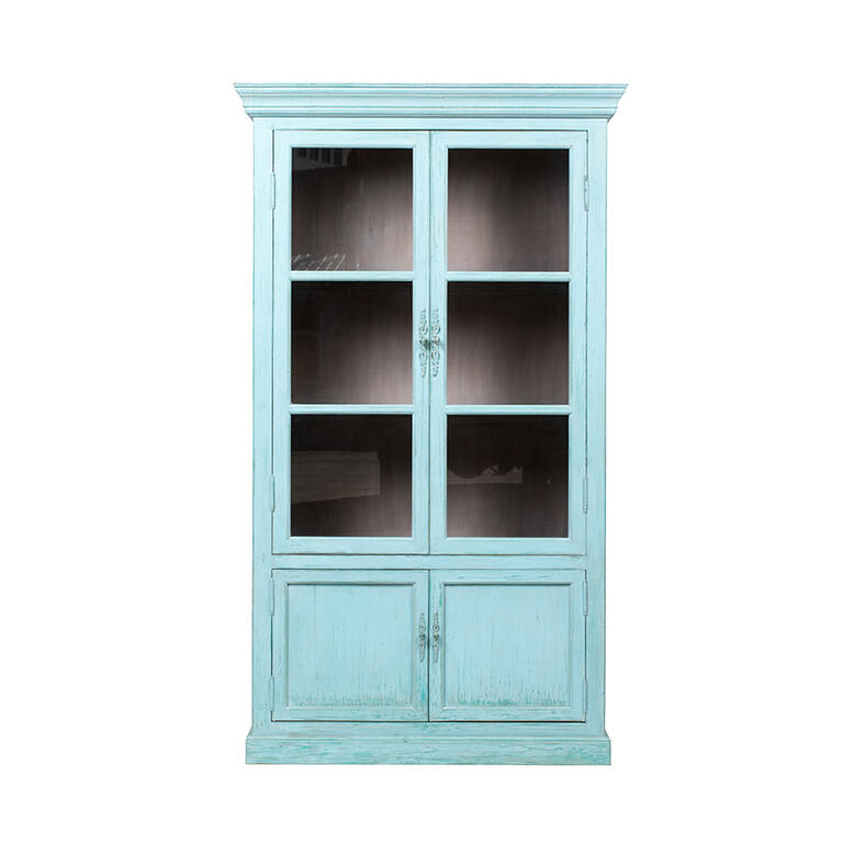 Vitrina azul de pino con 4 puertas Najerilla