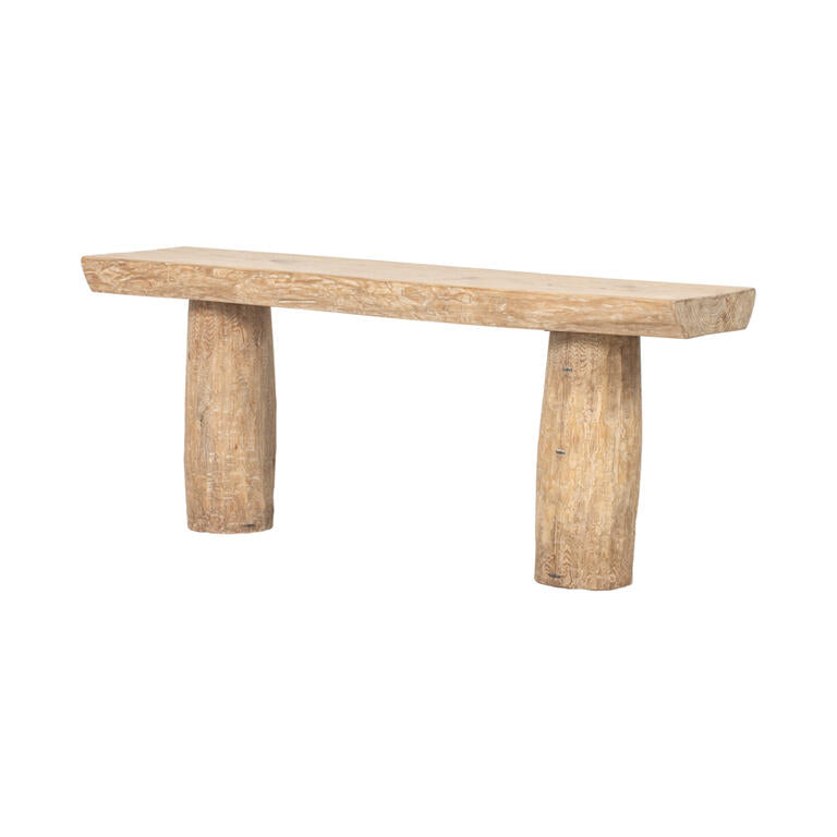 Consola natural de pino con diseño de tronco Leitariegos