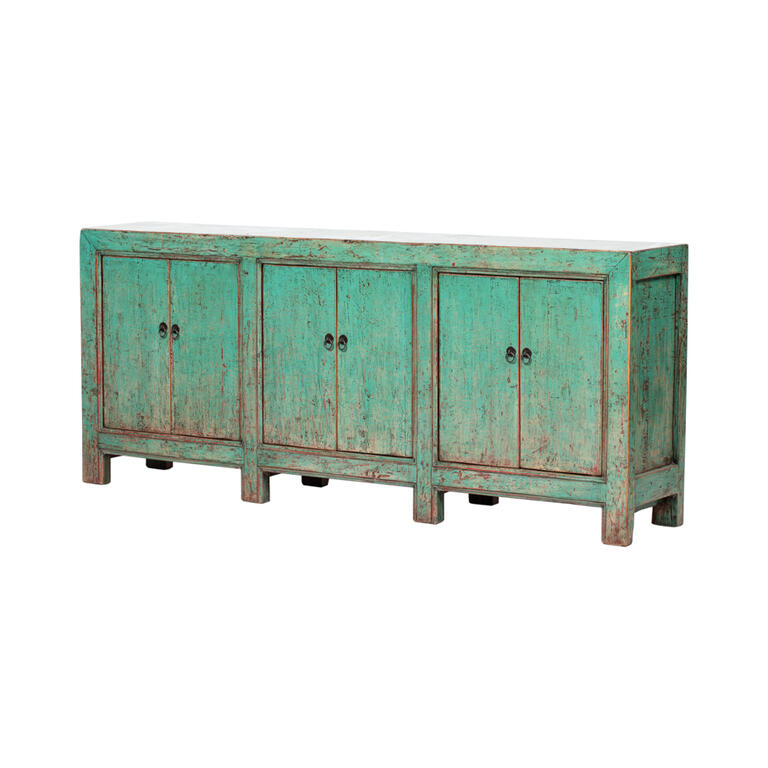 Cómoda antigua verde de álamo con 6 puertas Wenbai