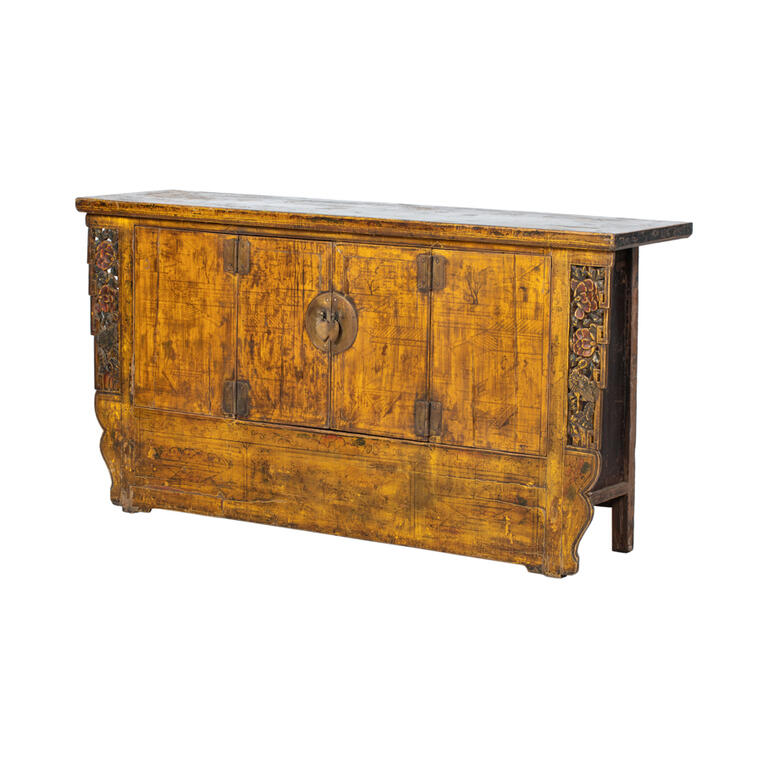 Cómoda antigua amarilla de pino con 2 puertas Lianqing