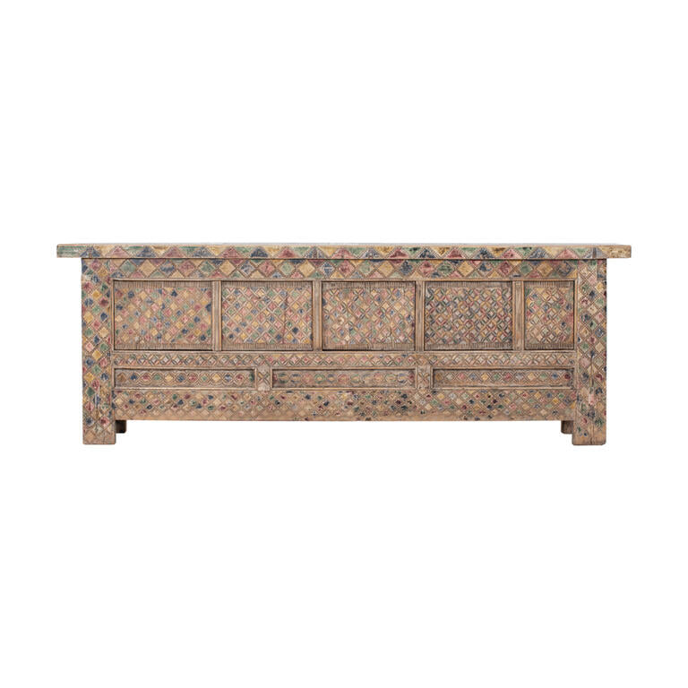 Cómoda antigua multicolor de álamo con 4 puertas Xialan