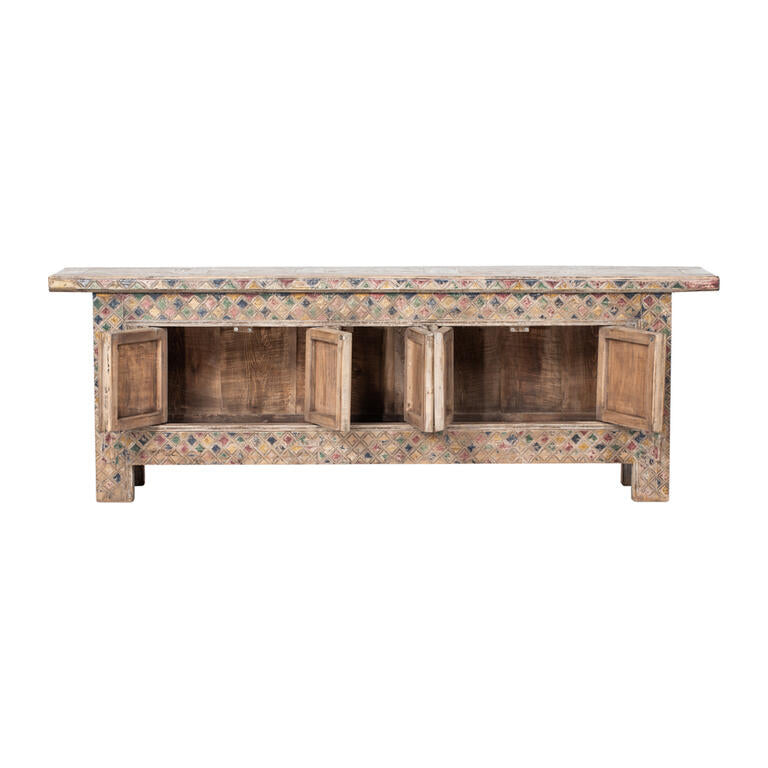 Cómoda antigua multicolor de álamo con 5 puertas Mingqing