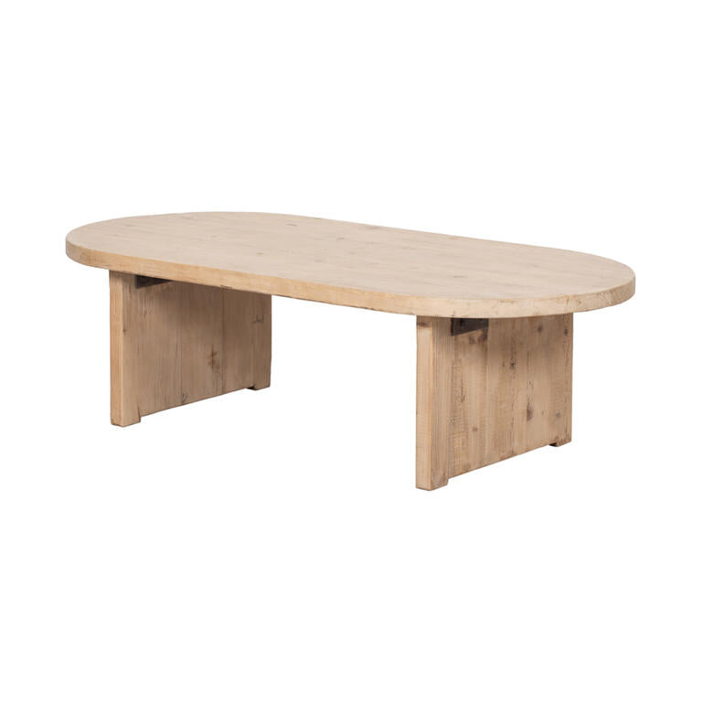 Mesa de centro ovalada natural de pino Yanmei