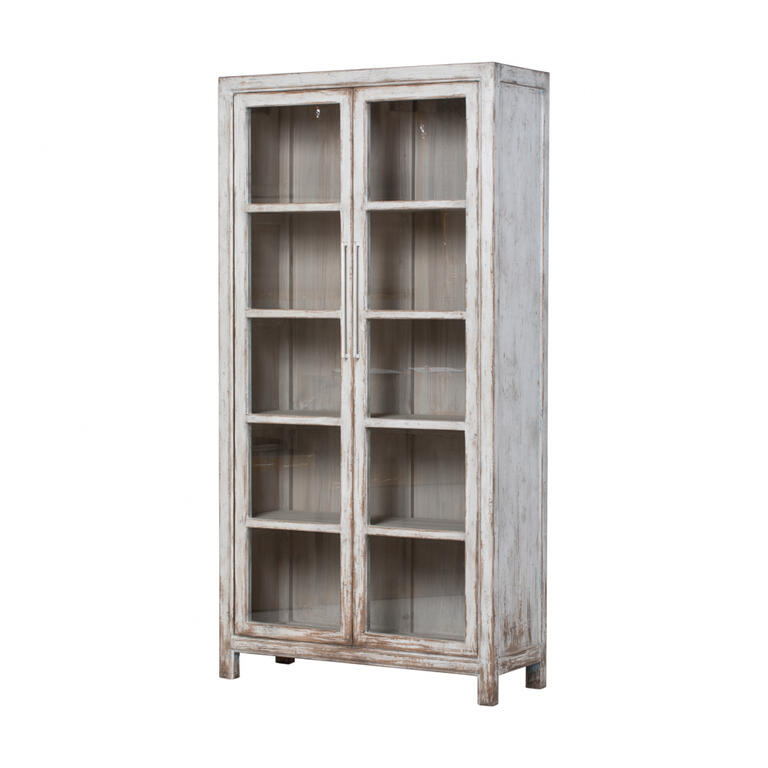 Vitrina blanca de pino con 2 puertas Cares
