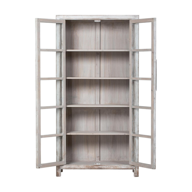 Vitrina blanca de pino con 2 puertas Cares