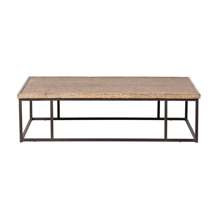 Mesa de centro natural de álamo y hierro Yajin