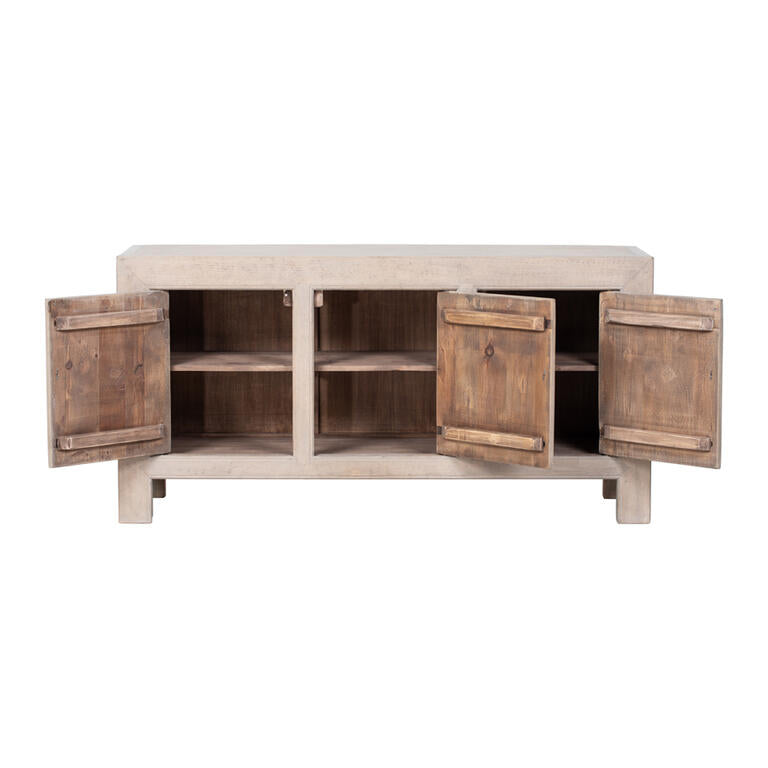 Cómoda natural de álamo con 3 puertas Shulan