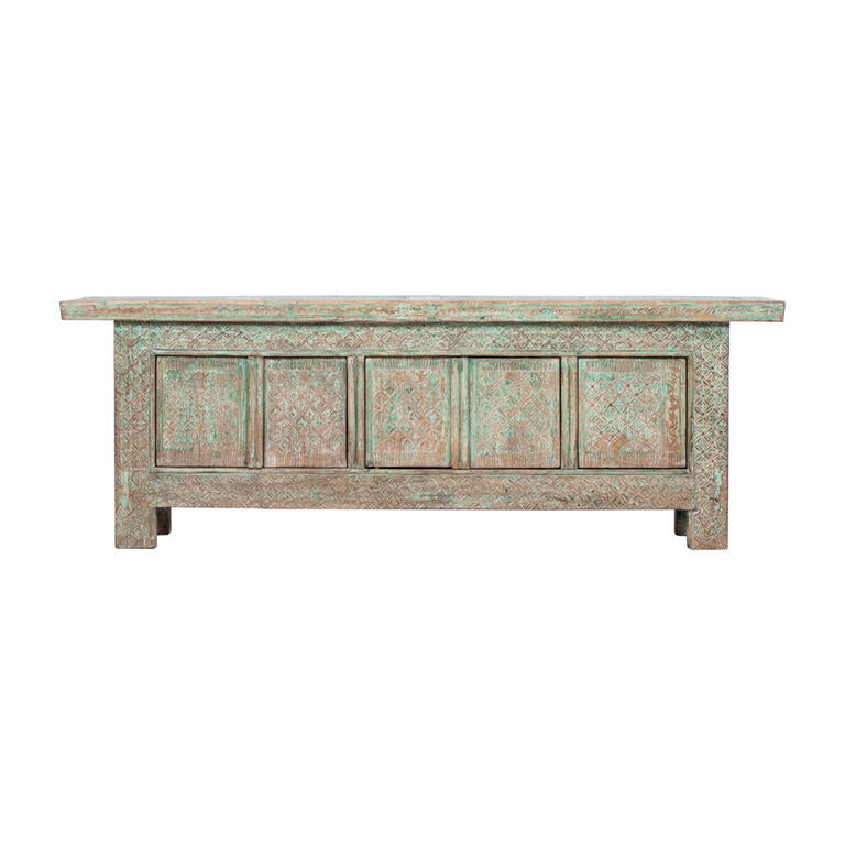 Cómoda antigua verde de álamo con 5 puertas Chenqing