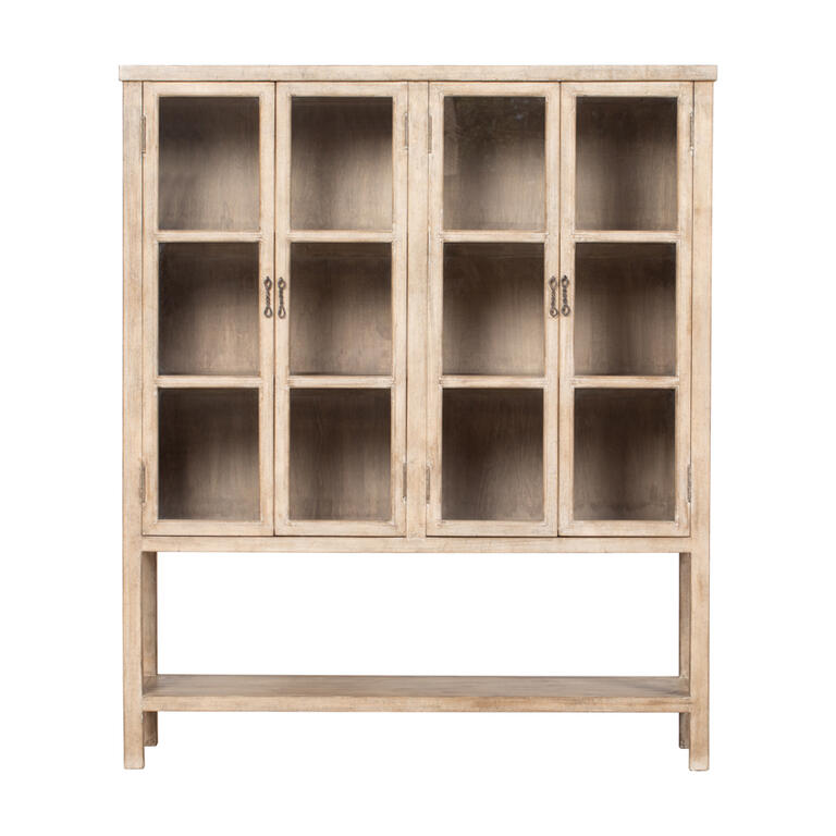 Vitrina natural de pino con 4 puertas Bernesga