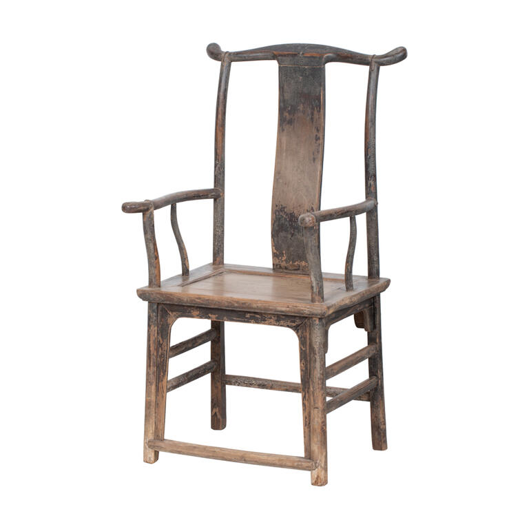 Silla de oficial antigua natural de álamo Cucalón