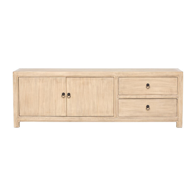 Piecero natural de álamo con 2 puertas y 2 cajones Qingpo