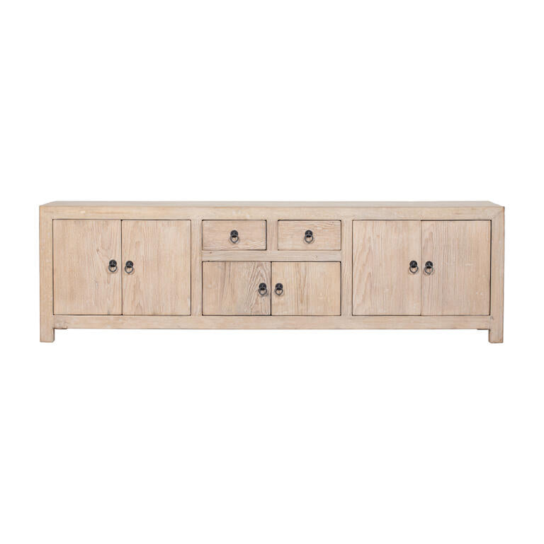 Piecero natural de pino con 6 puertas y 2 cajones Songlin