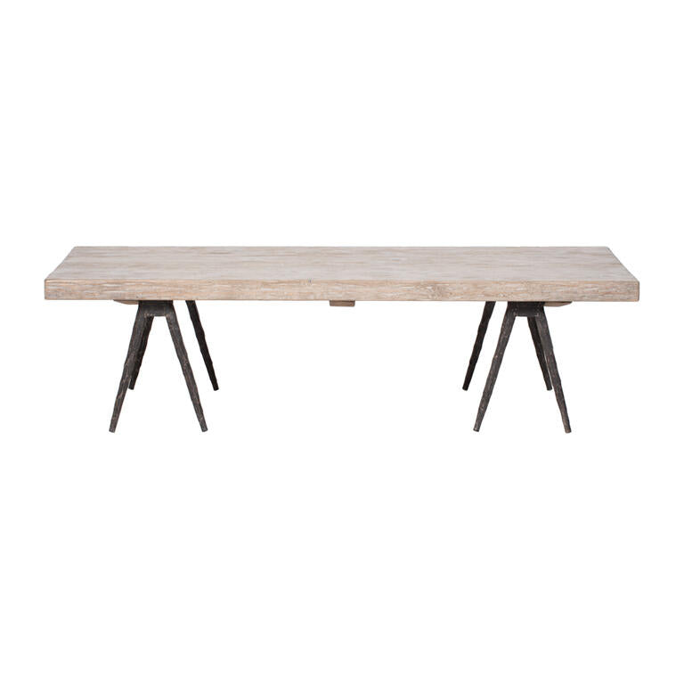 Mesa de centro natural de pino y hierro Carraca