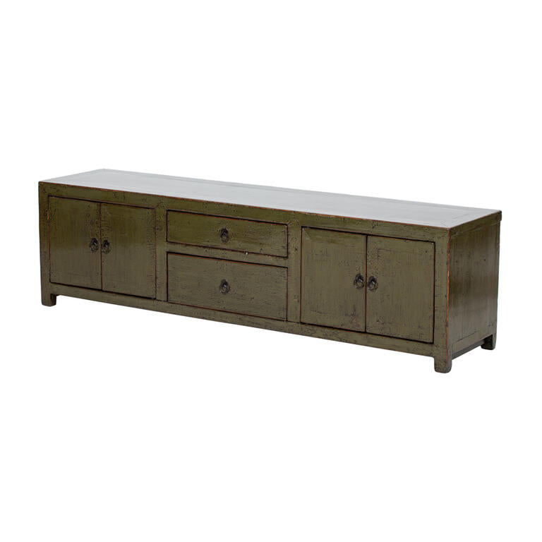 Piecero antiguo verde de álamo con 4 puertas y 2 cajones Yanwen