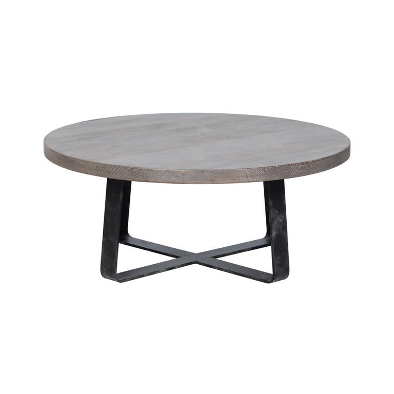 Mesa de centro natural de olmo y hierro Kaiyan