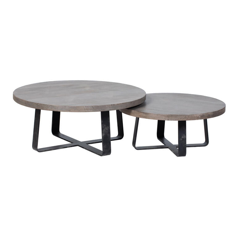 Mesa de centro natural de olmo y hierro Kaiyan