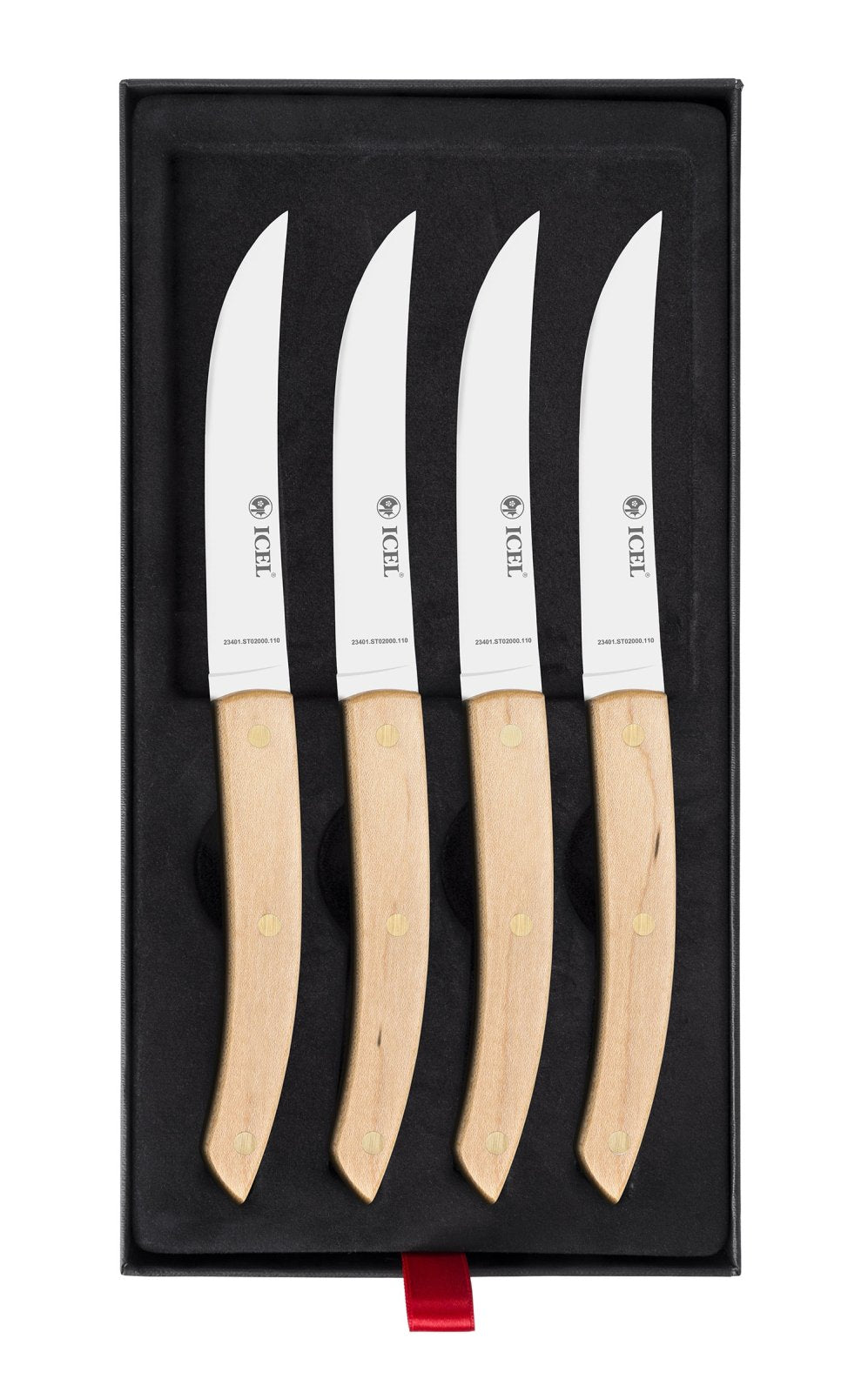 Set de 4 cuchillos chuleteros Icel ST02 con mango de arce duro