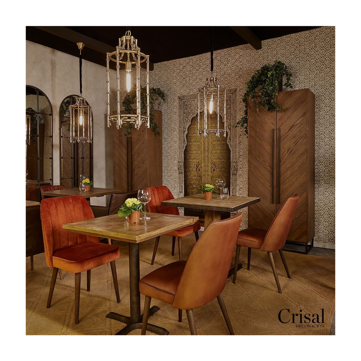Silla de piel de búfalo y madera Almogía