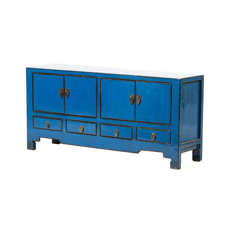 Piecero azul de olmo con 4 puertas y 4 cajones Acentor