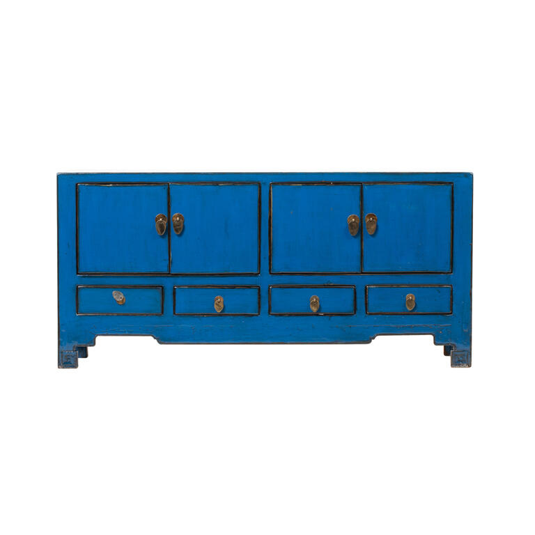 Piecero azul de olmo con 4 puertas y 4 cajones Acentor