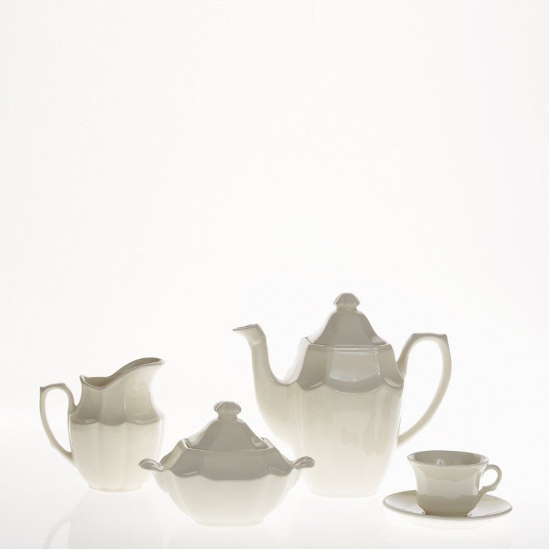 Juego de Café de 27 Piezas La Cartuja de Sevilla Colección Ochavada Blanca - #pino_y_jacaranda#