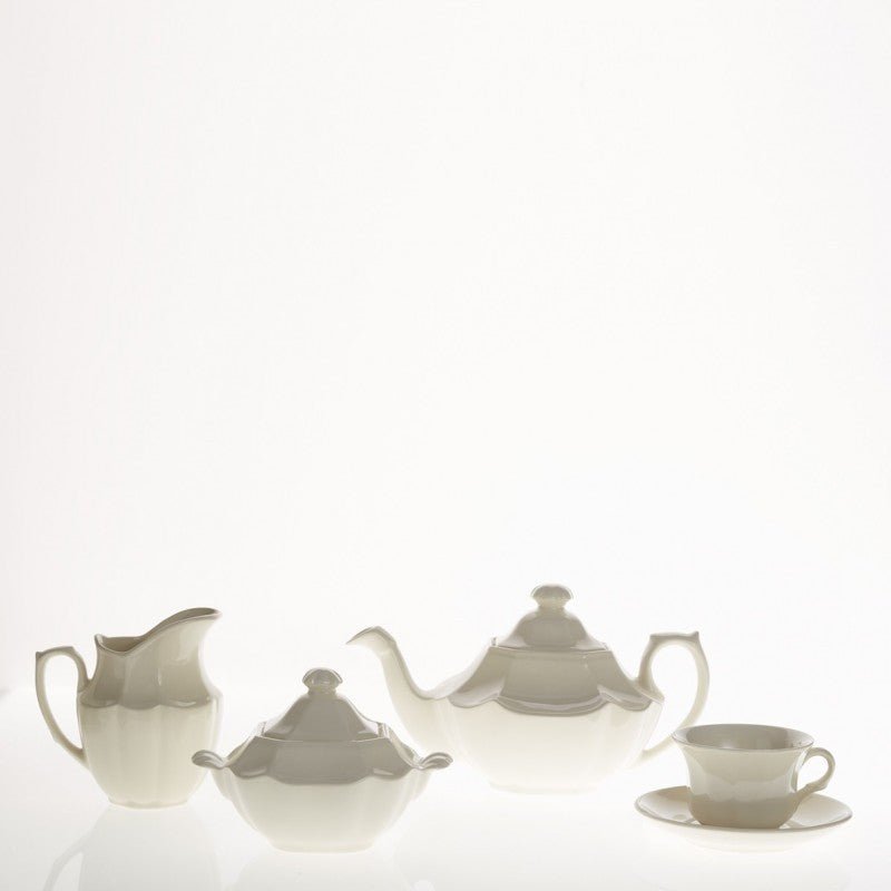 Juego de Té de 27 Piezas La Cartuja Colección Ochavada Blanca - #pino_y_jacaranda#