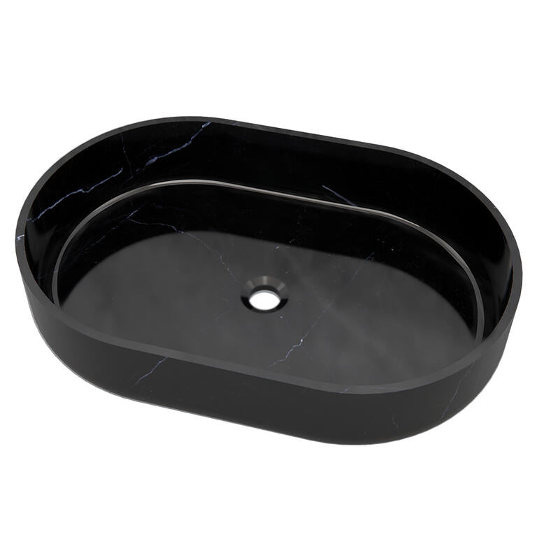 Lavabo ovalado negro de mármol Basalto