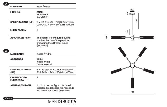 Lámpara Colgante Ison L - C1298/5