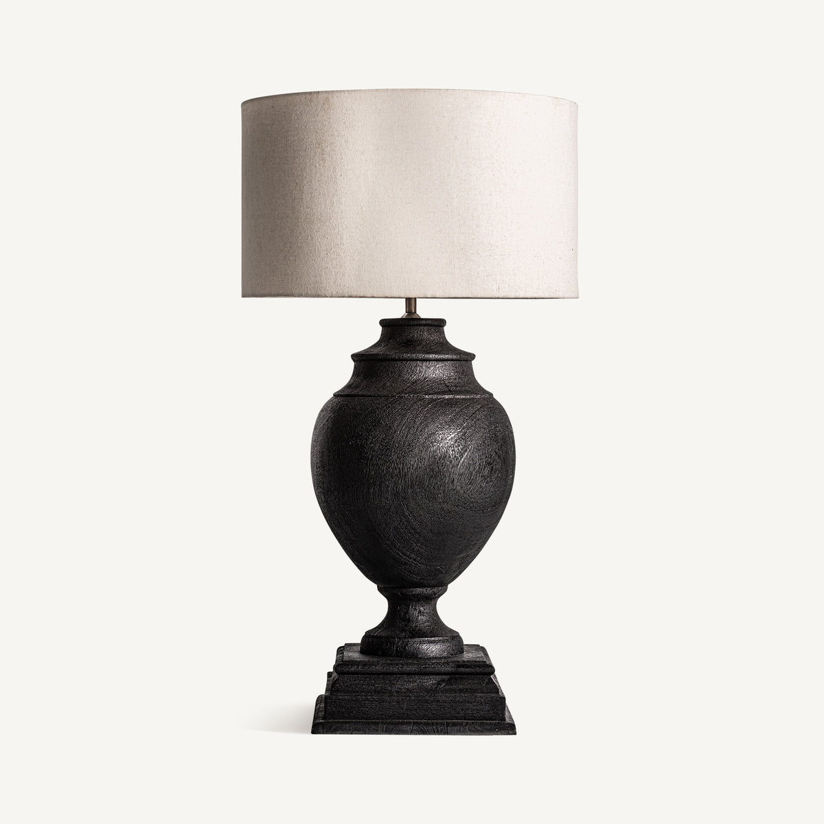 Lámpara de sobremesa de madera de mango negra Aquilón