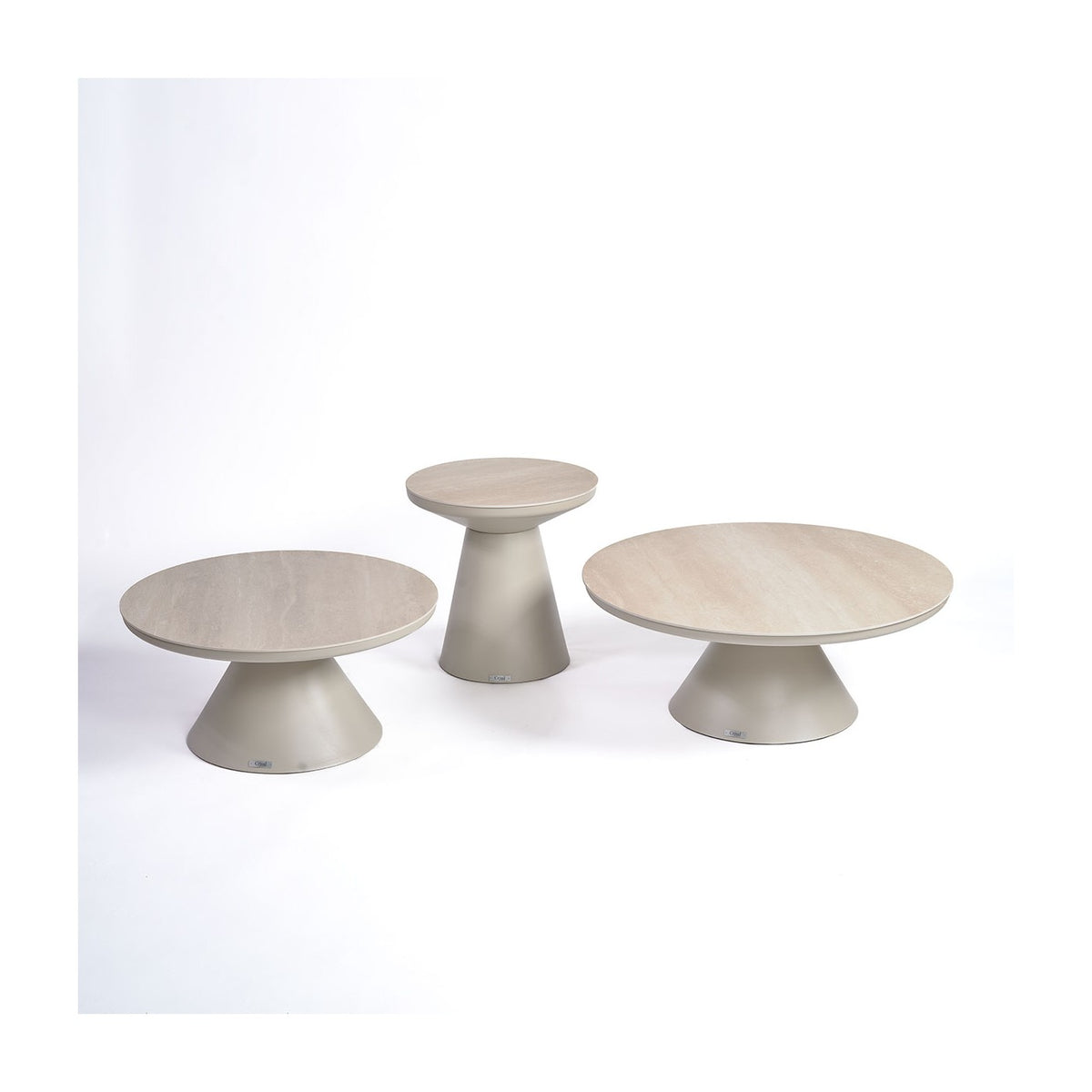 Mesa de centro redonda de porcelánico y aluminio 90 Mundaka