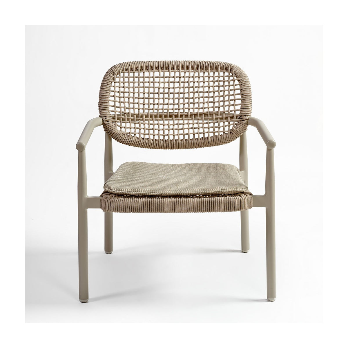 Sillón de comedor de exterior de aluminio y cuerda trenzada Hondarribia