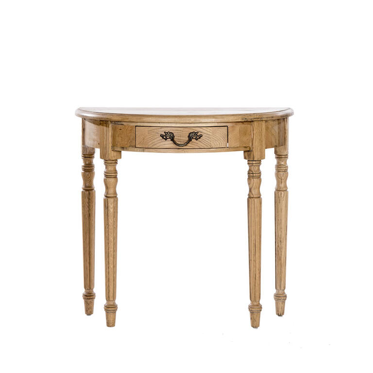 Mesa auxiliar natural de roble con 1 cajón Presili
