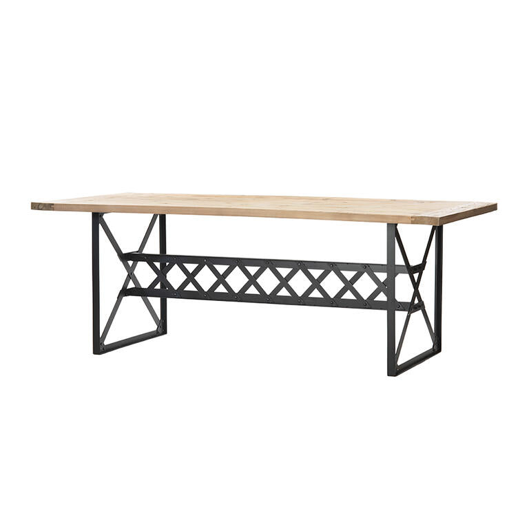 Mesa de comedor natural de pino y hierro Obenque