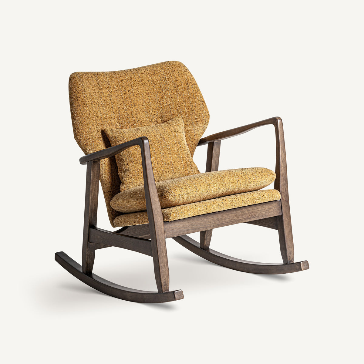 Mecedora de madera de fresno tapizada Olivo
