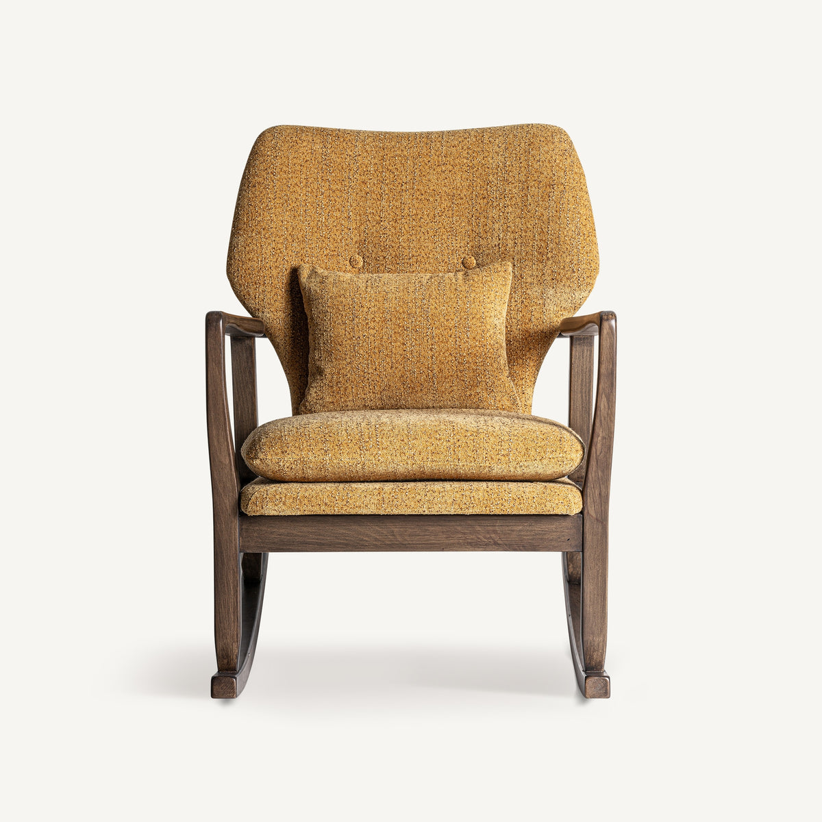 Mecedora de madera de fresno tapizada Olivo