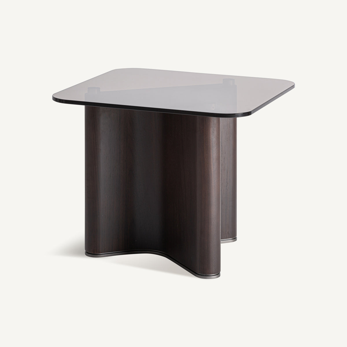 Mesa auxiliar de fresno y cristal Piñonero