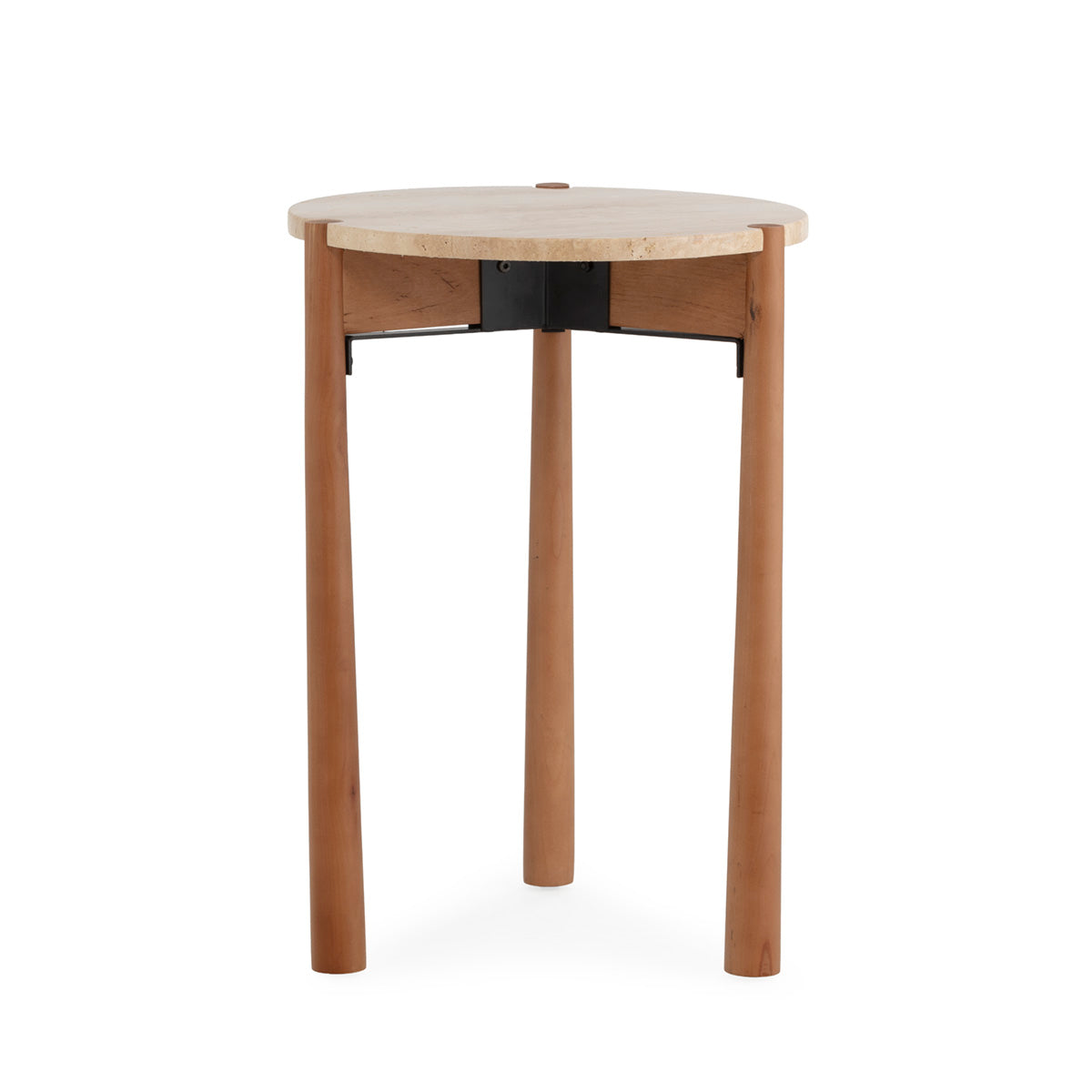 Mesa auxiliar de madera de abedul y mármol Garraf