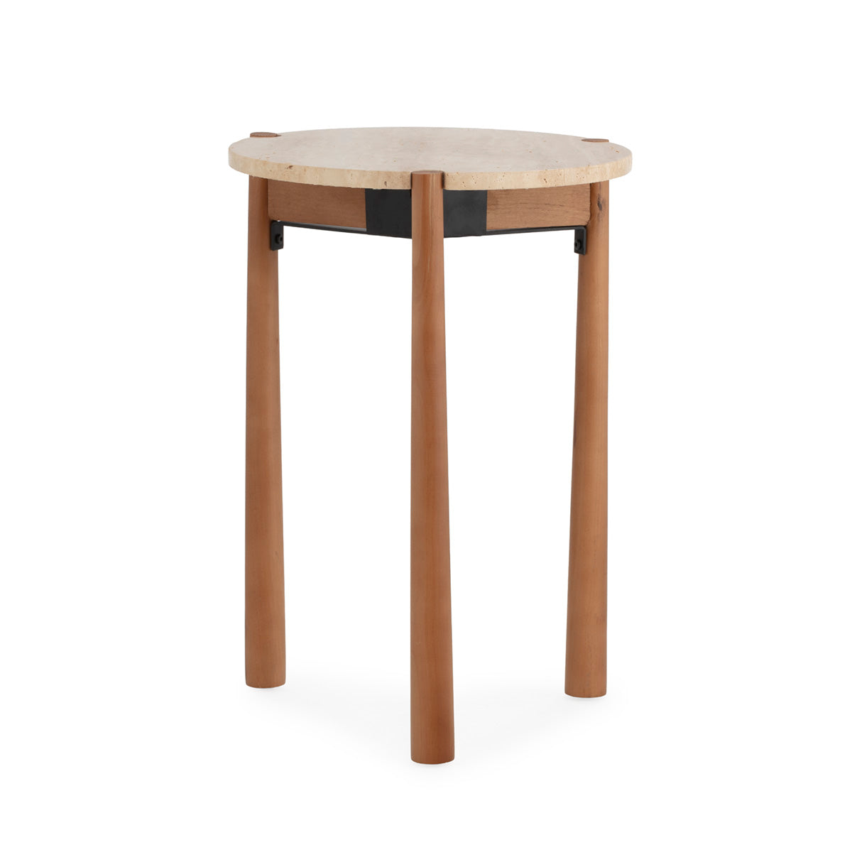 Mesa auxiliar de madera de abedul y mármol Garraf