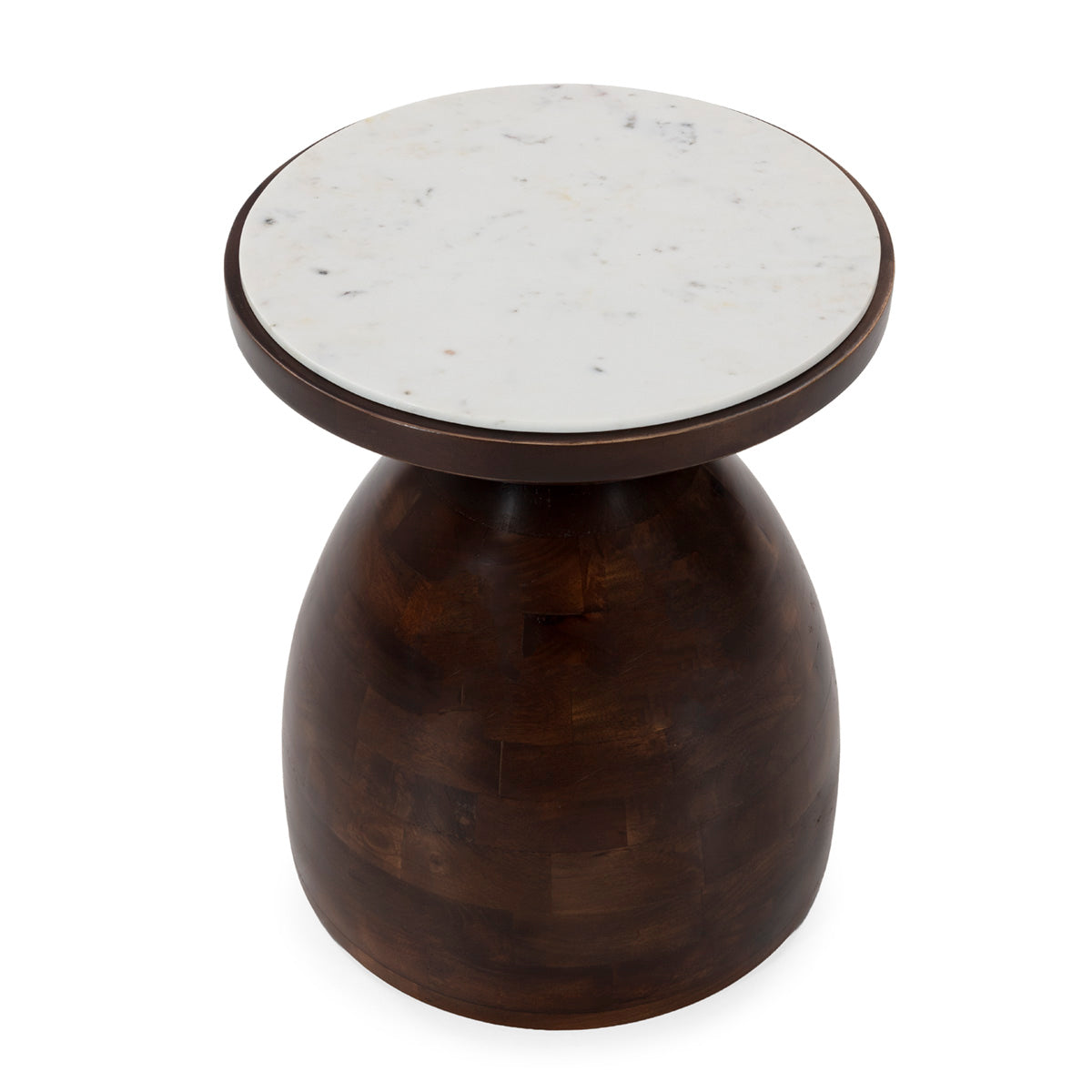 Mesa auxiliar de madera de mango y mármol Albal