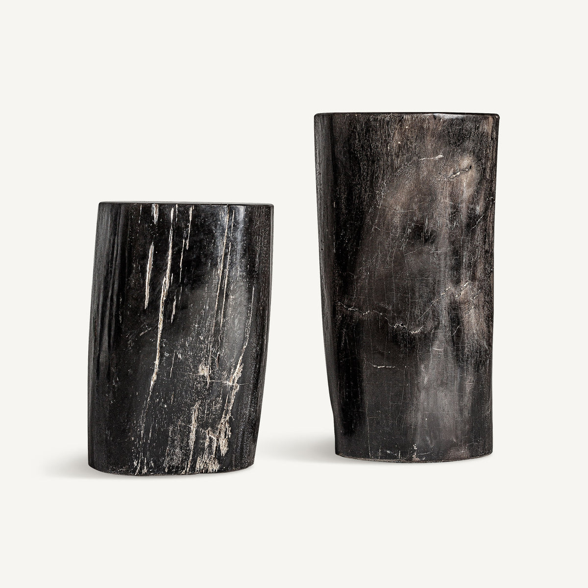 Mesa auxiliar de madera petrificada Carrizo baja