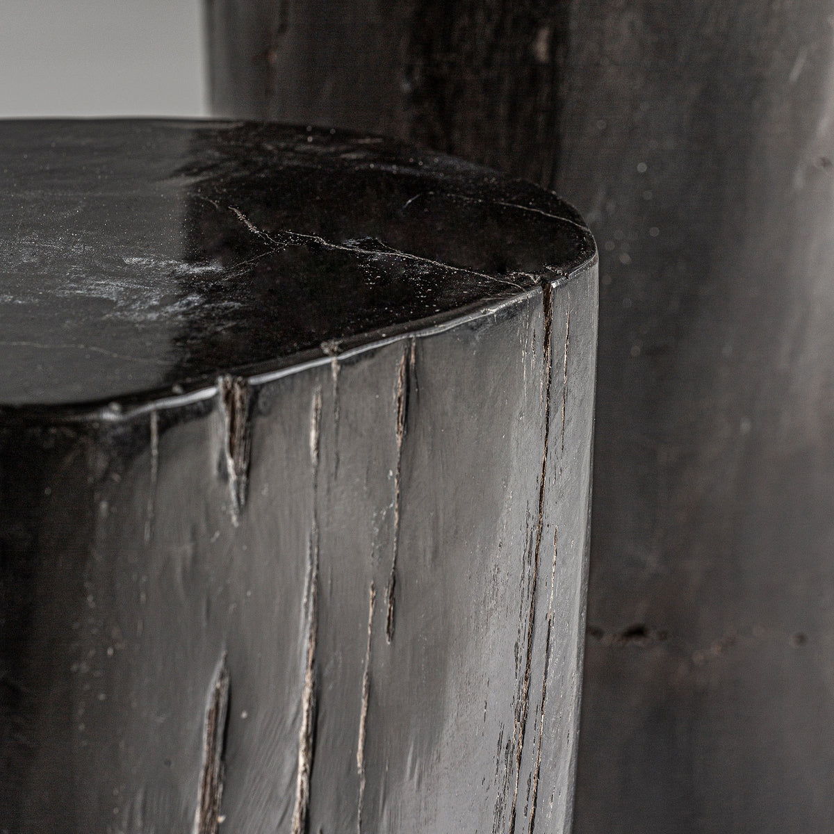 Mesa auxiliar de madera petrificada Carrizo baja