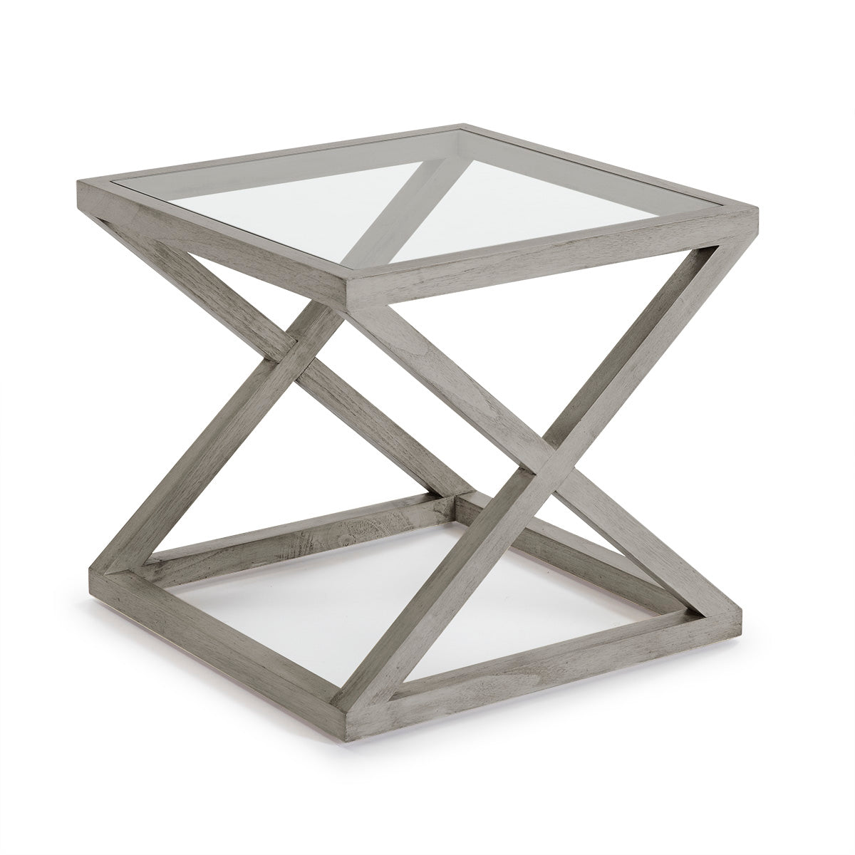 Mesa auxiliar de madera y cristal Mieres