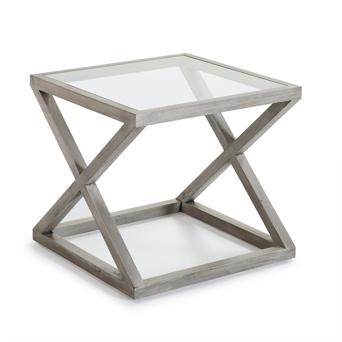 Mesa auxiliar de madera y cristal Mieres