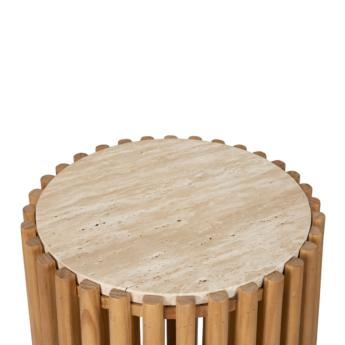 Mesa auxiliar de madera y mármol Amorgos